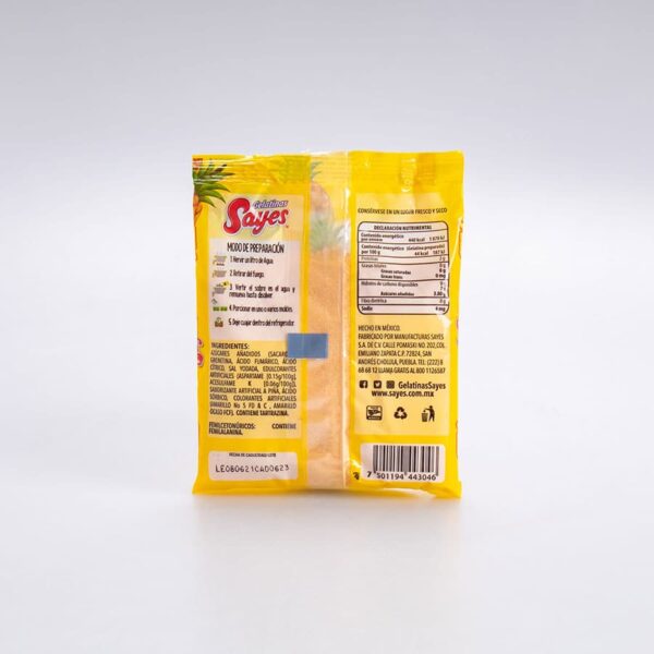 Gelatina Sabor Piña Sayes Agua 120 Gr