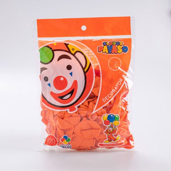 Globo Naranja Sol #7 Payaso 100 Pz