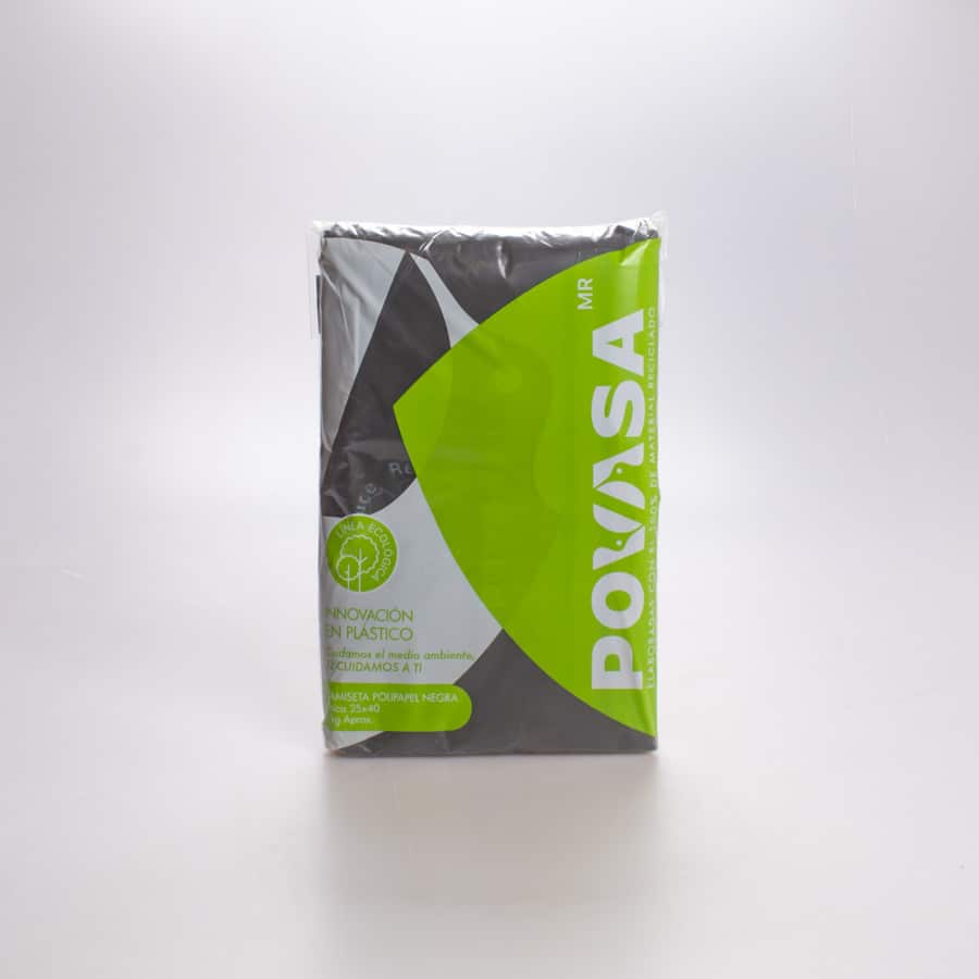 Bolsa Asa Polipapel Negra #1 (25×40) Povasa 1 Kg