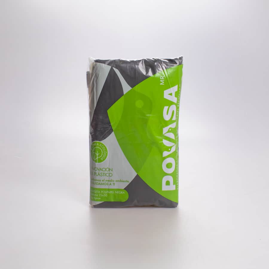 Bolsa Asa Polipapel Negra #2 (25×50) Povasa 1 Kg