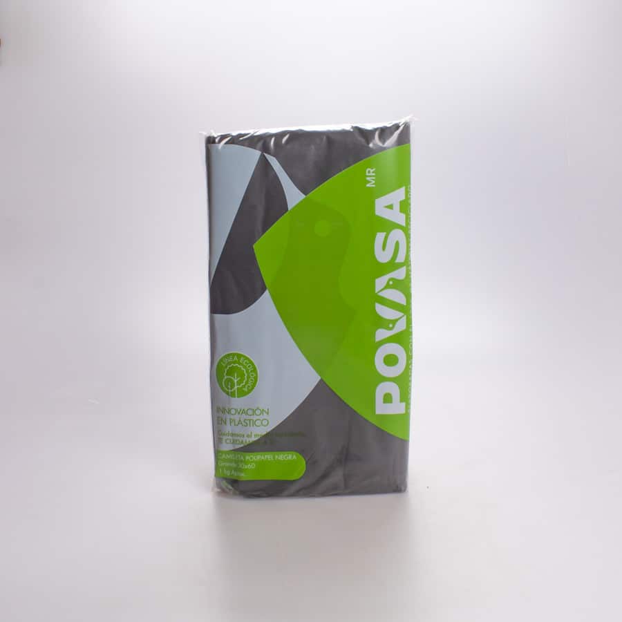 Bolsa Asa Polipapel Negra #3 (30×60) Povasa 1 Kg