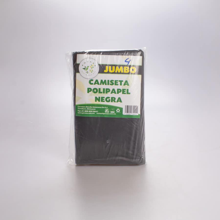 Bolsa Asa Polipapel Negra #4 (45×80) Povasa 1 Kg