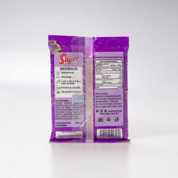 Gelatina Sabor Uva Sayes Agua 120 Gr