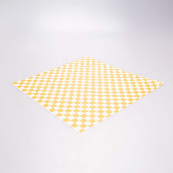 Papel Encerado Amarillo a Cuadros Grado Alimenticio 100 Pz