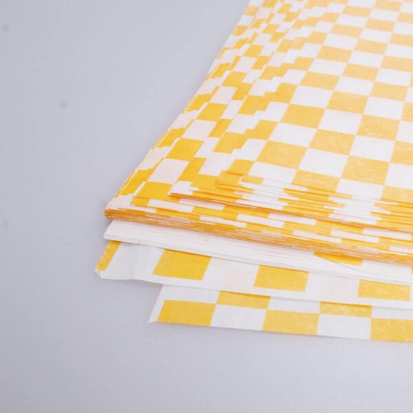 Papel Encerado Amarillo a Cuadros Grado Alimenticio 100 Pz