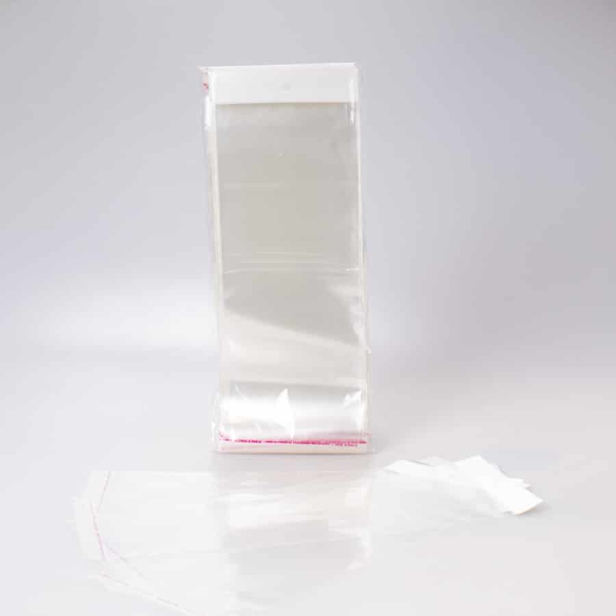 Bolsa de Celofán 13x30+3+3 Cm Adhesiva 100 Pz