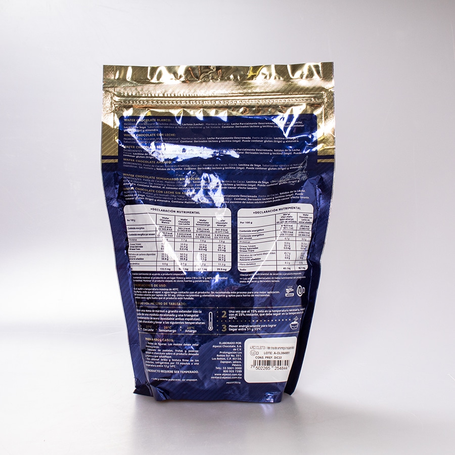 Chocolate Wafer Semi-Amargo Sin Azucar Alpezzi 1 Kg