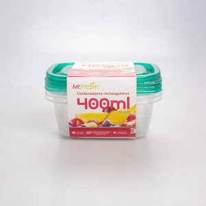 Contenedor Plástico con Tapa 3 Pz 400 Ml