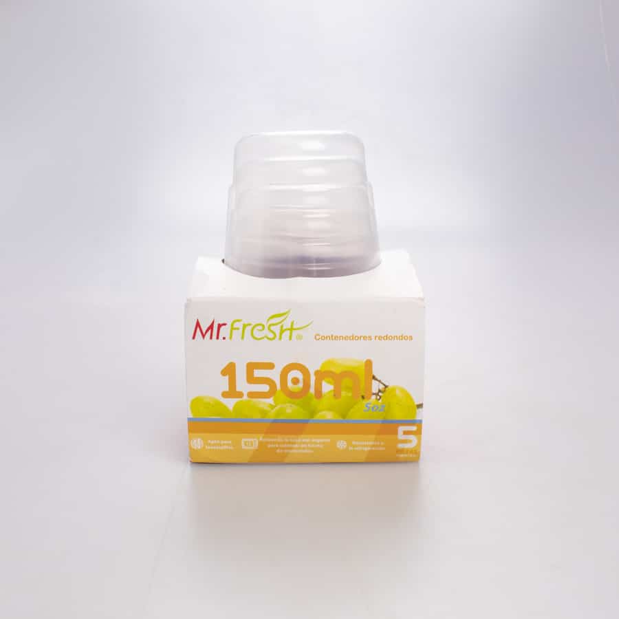 Envase Plástico con Tapa 5 Pz 150 Ml