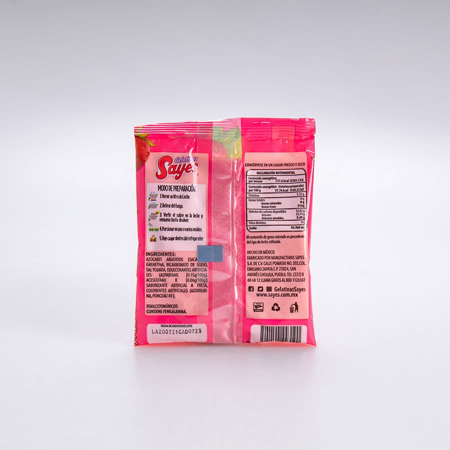 Gelatina Sabor Fresa Sayes Leche 120 Gr