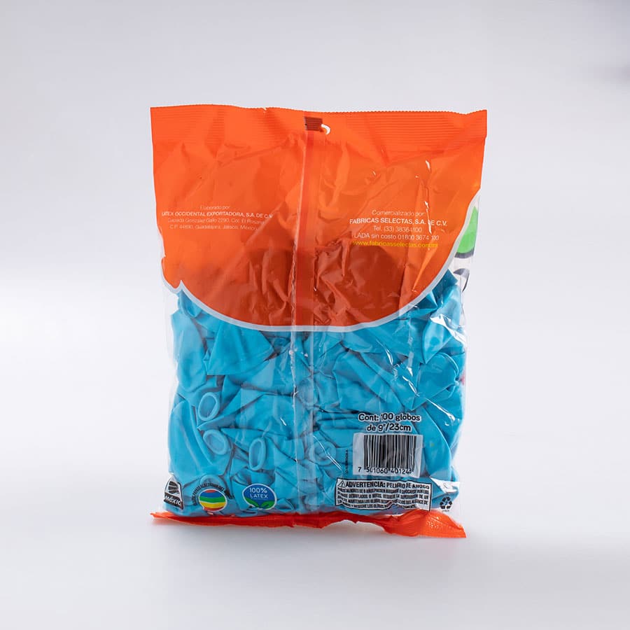 Globo Azul #9 Payaso 100 Pz