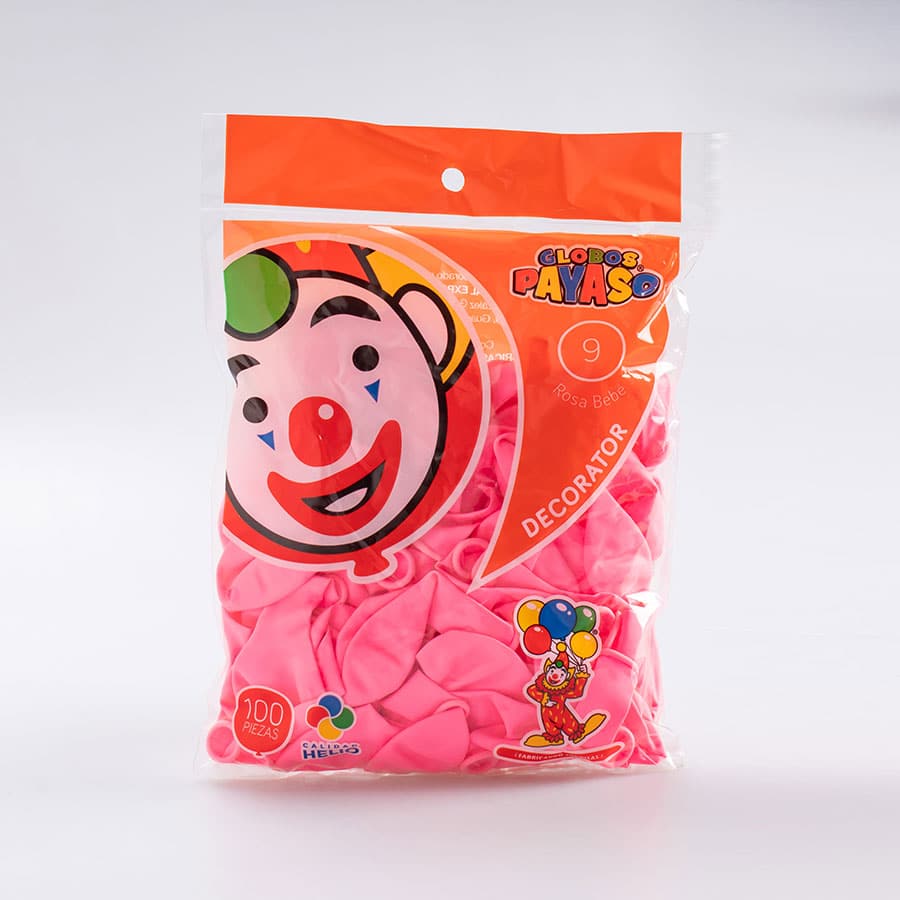 Globo Rosa Bebé #9 Payaso 100 Pz