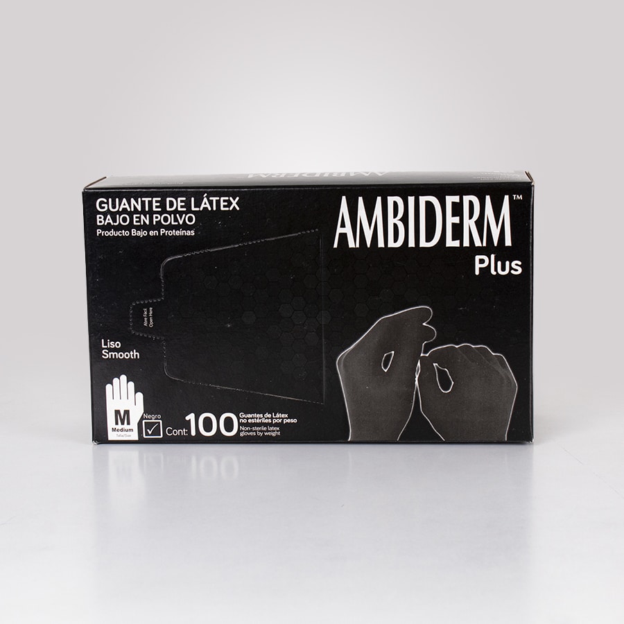 Guante Látex Negro Mediano Ambiderm 100 Pz