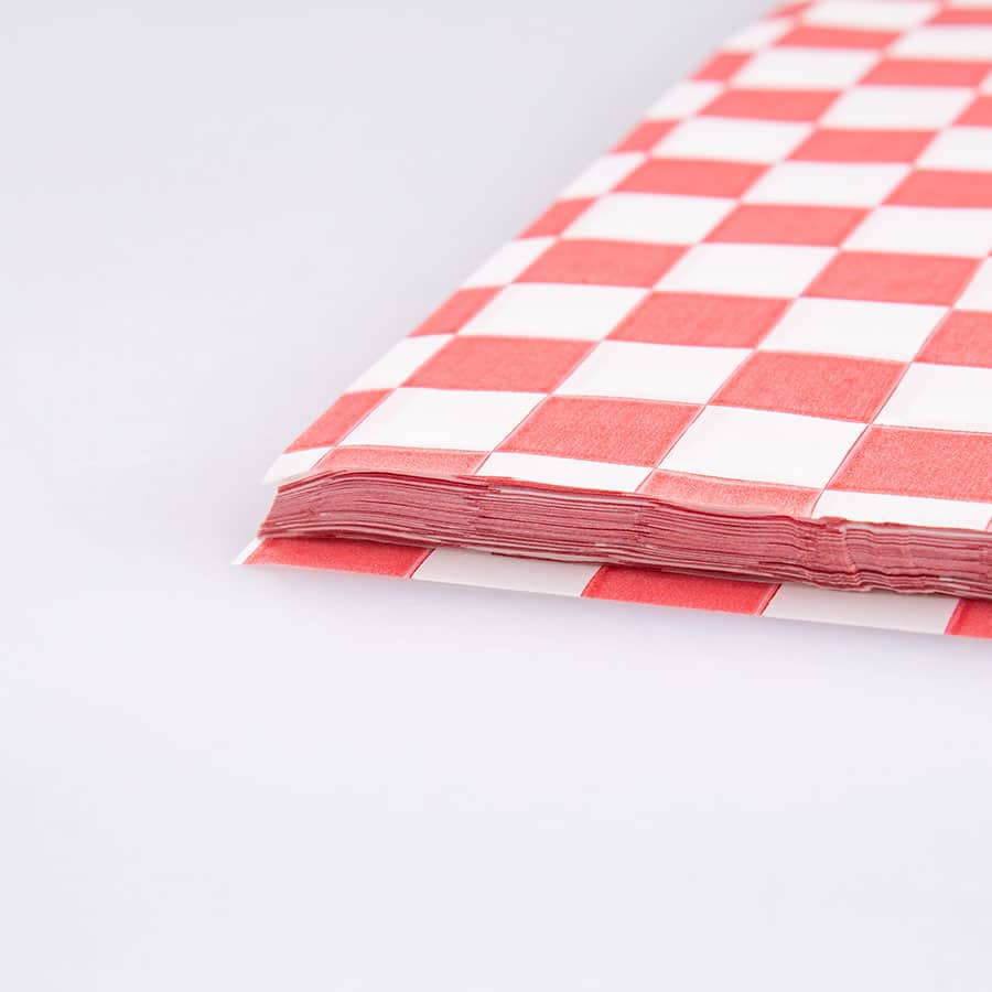 Papel Encerado Rojo a Cuadros Grado Alimenticio 100 Pz