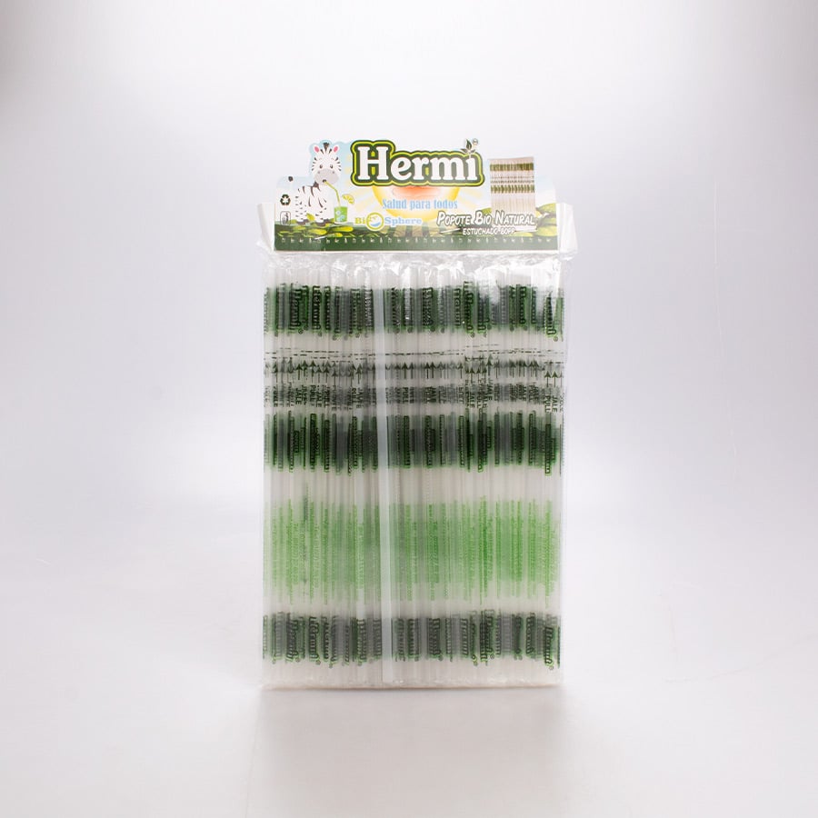 Popote Estuchado Natural 26 Cm Eco Hermi 100 Pz