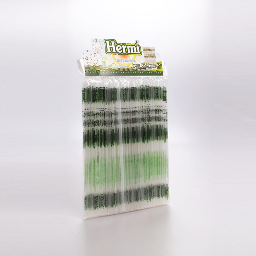 Popote Estuchado Natural 26 Cm Eco Hermi 100 Pz
