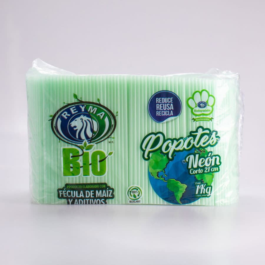 Popote Neón Bio Reyma 21 Cm por Kg