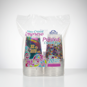 Vaso de cristal impreso  20pz, 12 oz Bosco
