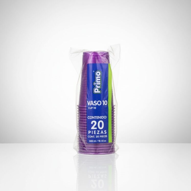 Vaso de cristal neón morado 20 piezas, Primo 10.14 oz
