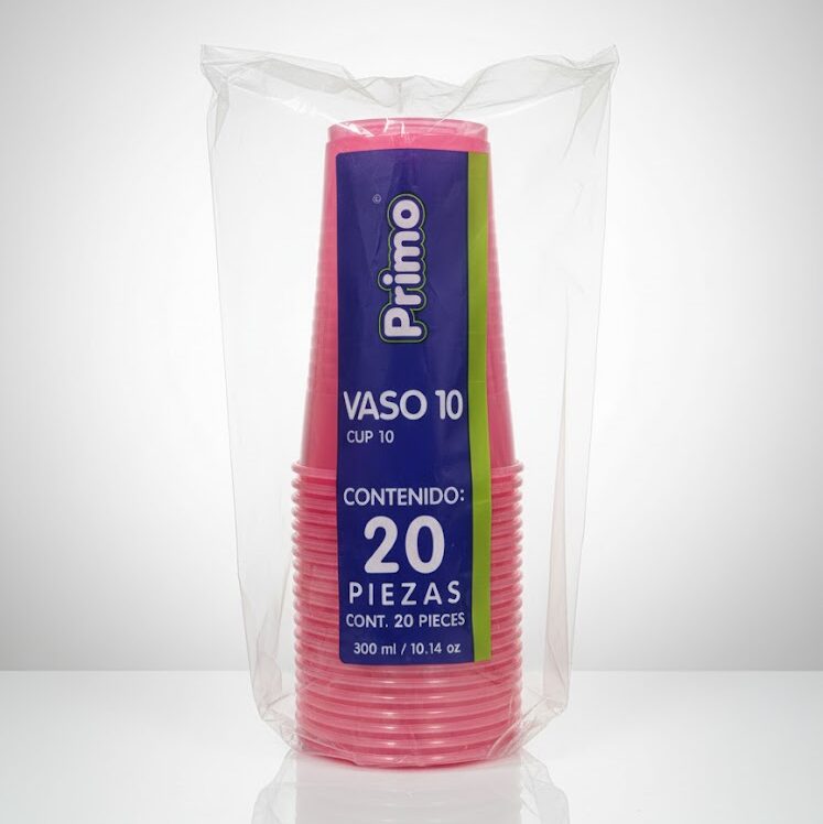 Vaso de cristal neón rosa 20 piezas, Primo 10.14 oz