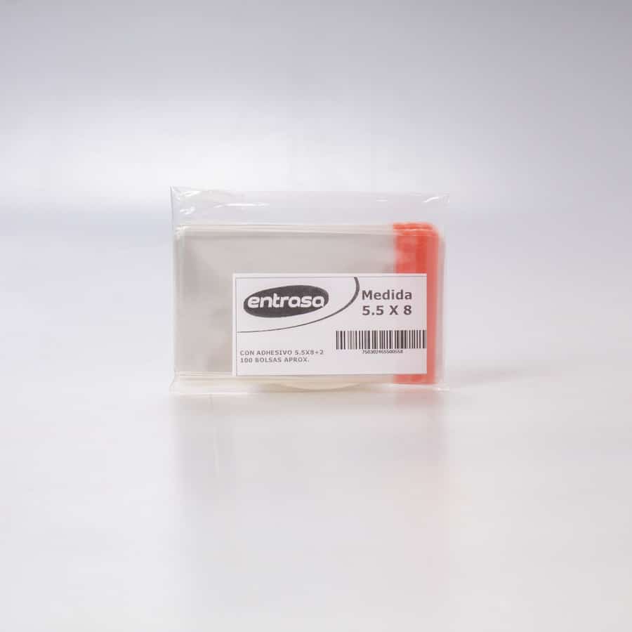 Bolsa de Celofán 5.5x8+2 Cm Adhesiva 100 Pz