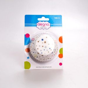 Capacillo Estándar Estrellas Plata Azul 100 Pz