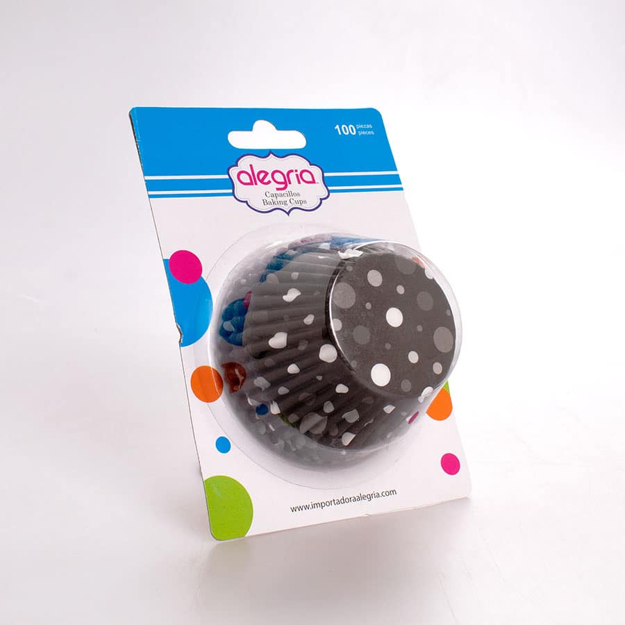 Capacillo Estándar Negro Dots Bco 100 Pz