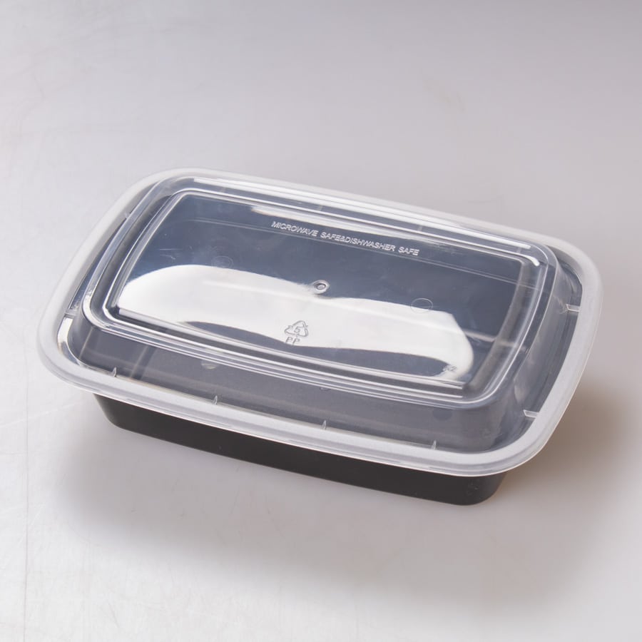 Contenedor Rectangular Negro 24 Oz WOW