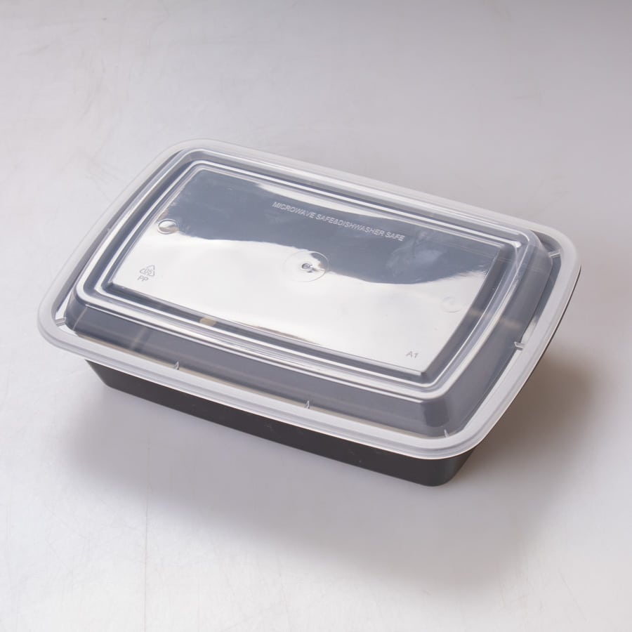 Contenedor Rectangular Negro 32 Oz WOW