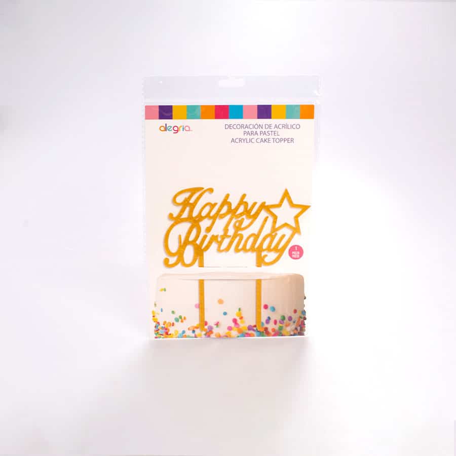 Letrero Acrilico Dorado-Estrellas Happy BirthDay