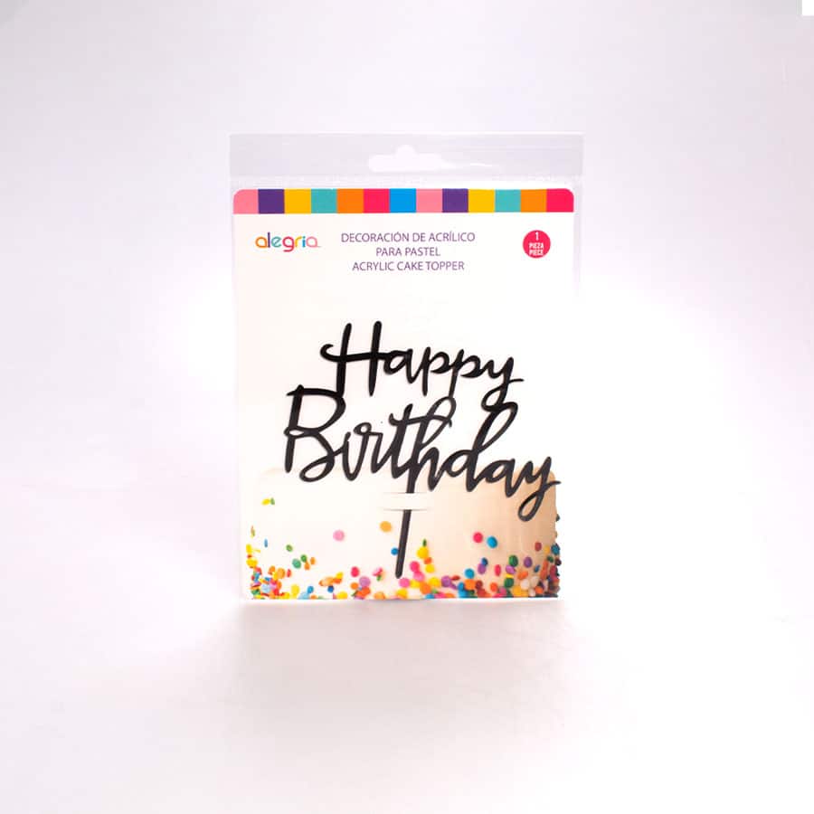 Letrero Acrilico Negro Happy BirthDay