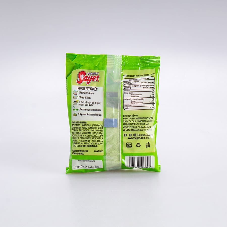 Gelatina Sabor Limón Sayes Agua 120 Gr