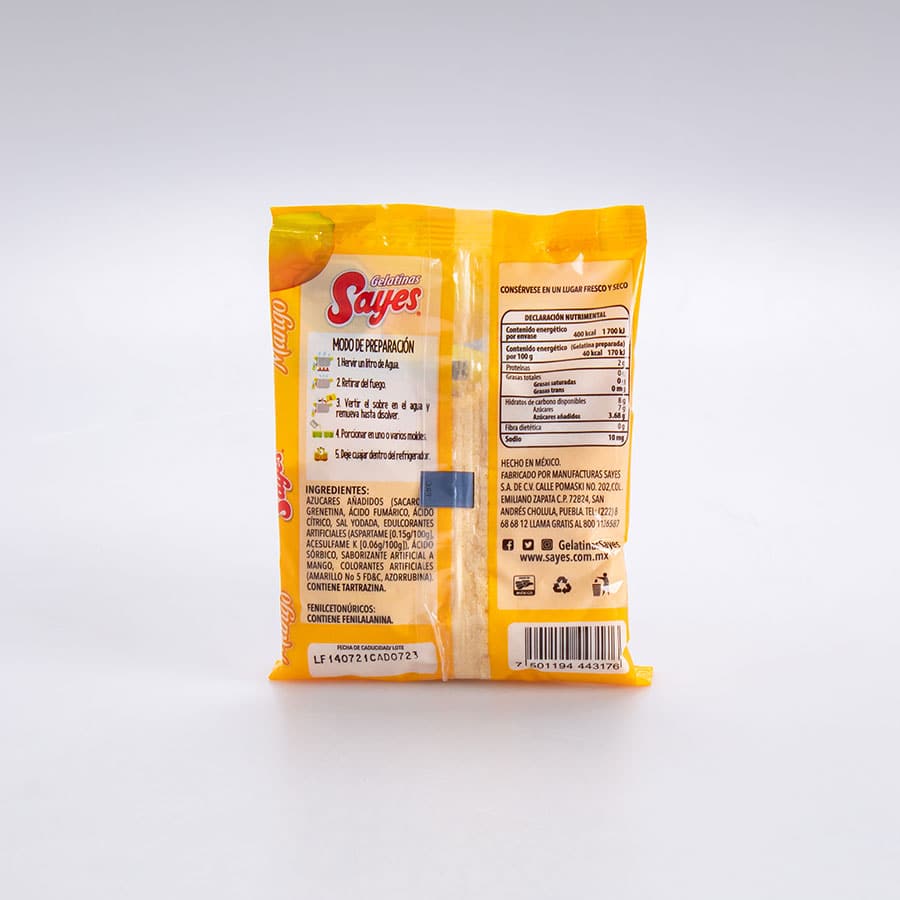 Gelatina Sabor Mango Sayes Agua 120 Gr