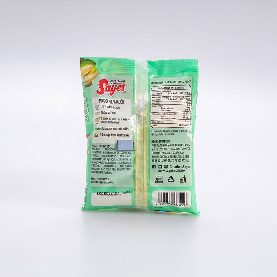 Gelatina Sabor Pistache Sayes Leche 120 Gr
