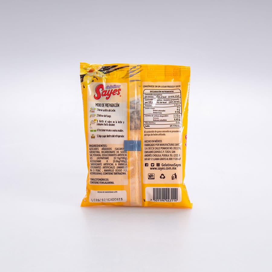 Gelatina Sabor Vainilla Sayes Leche 120 Gr