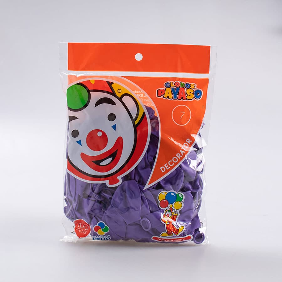 Globo Violeta #7 Payaso 100 Pz