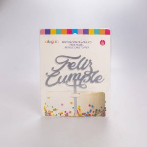 Letrero Acrilico Plateado Feliz Cumple