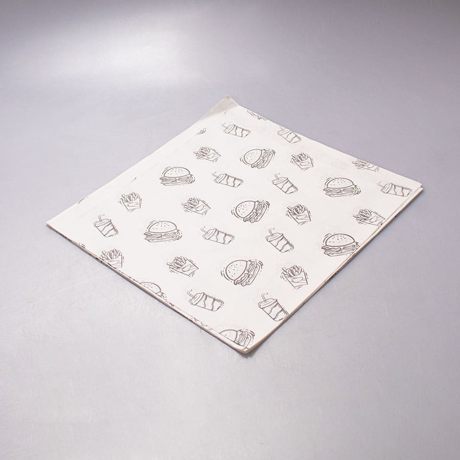 Papel Envoltura Trazo Negro Hamburguesa 100 Pz