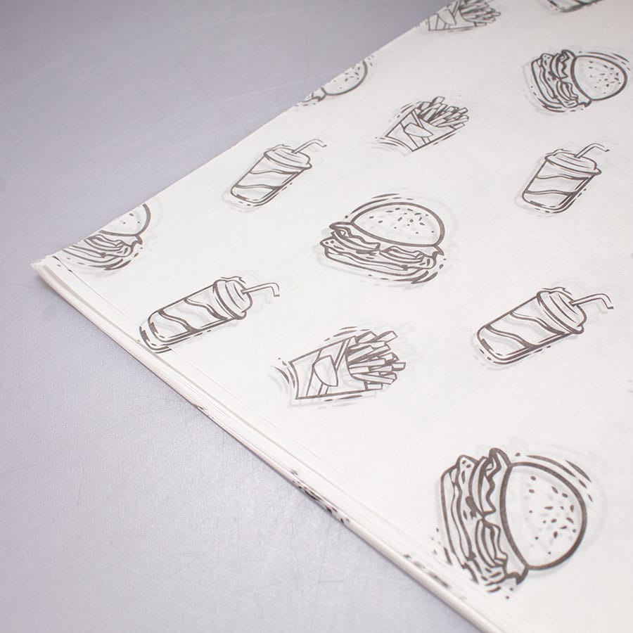 Papel Envoltura Trazo Negro Hamburguesa 100 Pz