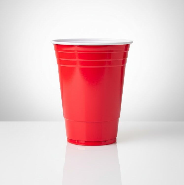 Vaso Plástico EU Bicolor Rojo #16 Reyma 25pz